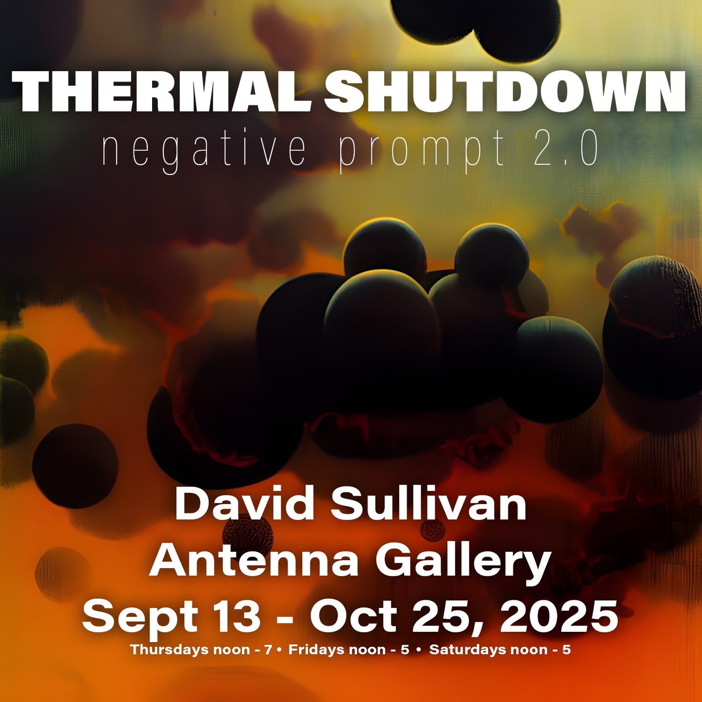Please join me for the opening of my show "THERMAL SHUTDOWN" this sat, the 13th from 6-10pm at Antenna Gallery.
Antenna is also showing “Gazing B(l)ack” by Chris Lott that night so come see what's up!
The show features interactive art pieces as well as an overview of my AI experiments over the last 4 years.
#art #aiart #projection #interactive #realtime #digitalart