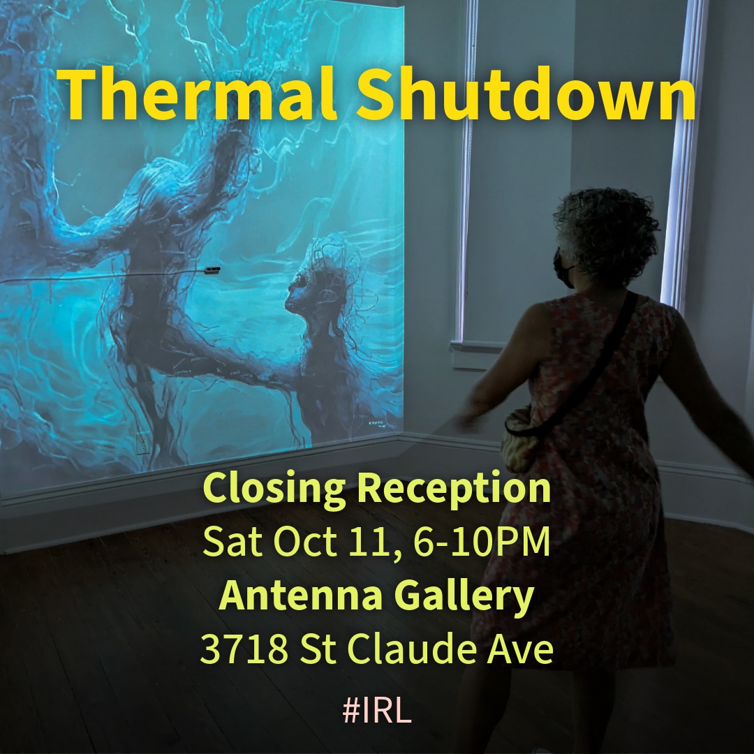 Join me this Saturday between 6-10pm for the 2nd Saturday Closing Reception for my show at Antenna! Also showing “Gazing B(l)ack” by Chris Leaux!
Exhibition publications for “Gazing B(l)ack”, “Thermal Shutdown” and “REDEEMED: Hurricane Katrina Through The Eyes on Danita Bright” will be available.